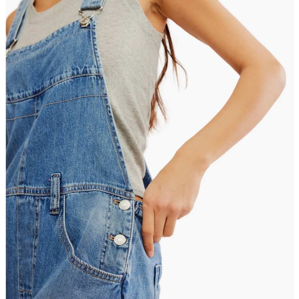 Free People Light Blue Relaxed Denim Overalls - Picture 2 of 10